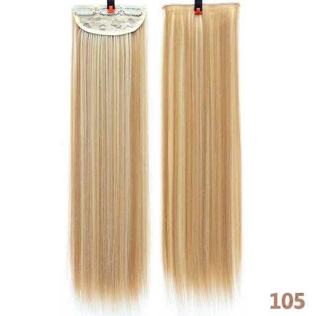 3 Clips In Extensions 45CM Straight Hairpieces for white women Synthetic high temperature fiber Hair 3pieces a head: 105