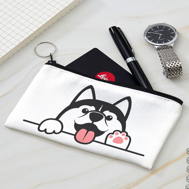 Nuovo portamonete Unisex semplice con stampa solida e simpatico cane con cerniera Lady Girls portafoglio portatile borsa piccola in tela per regali da ragazza
