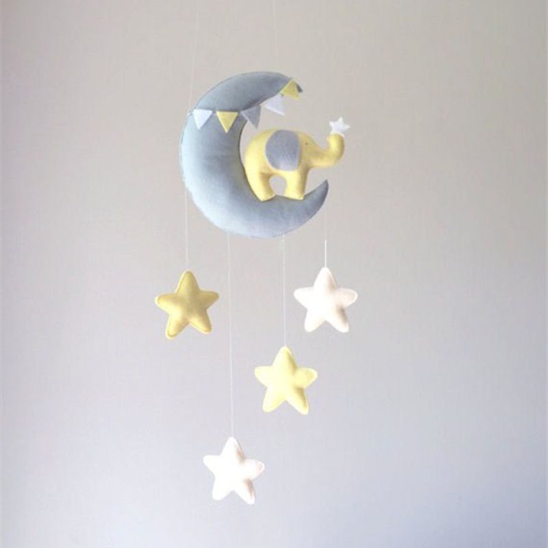 Baby Krippe Nicht-gewebte Mond Sterne Wind Glockenspiel Spielzeug Zimmer Decke Handy, Mobiltelefon Hängen Dekor R66D