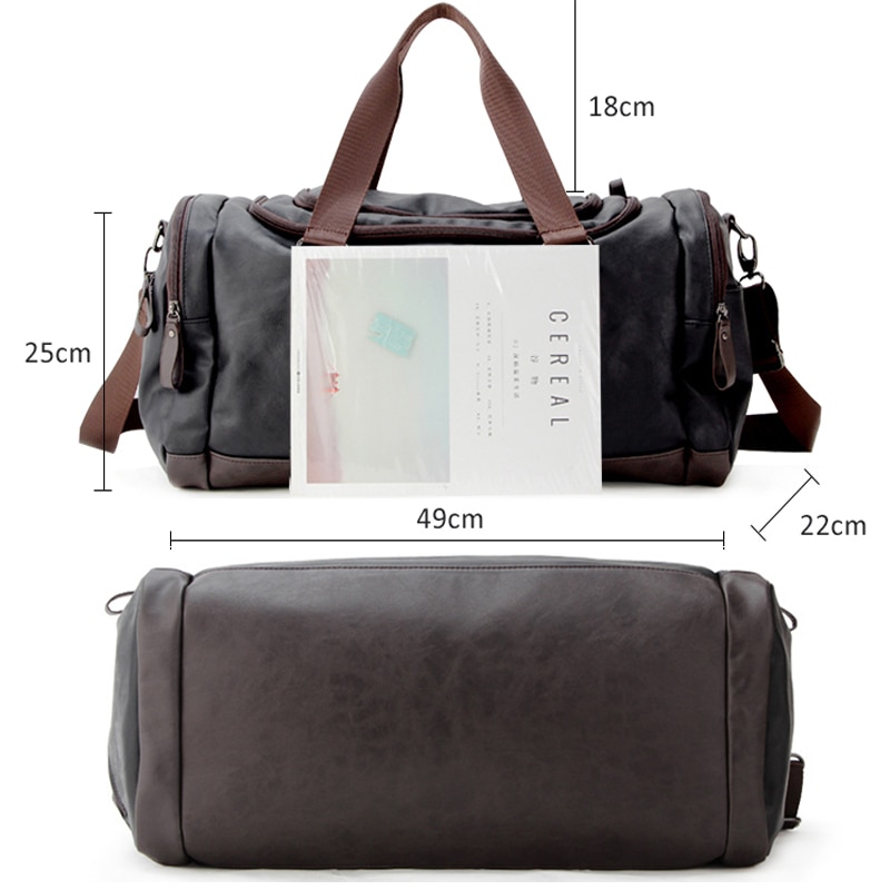 Män stor pu läder sport gym väska fitness träning yogapåsar duffel tote resa handväska manliga utomhus axel bolsa