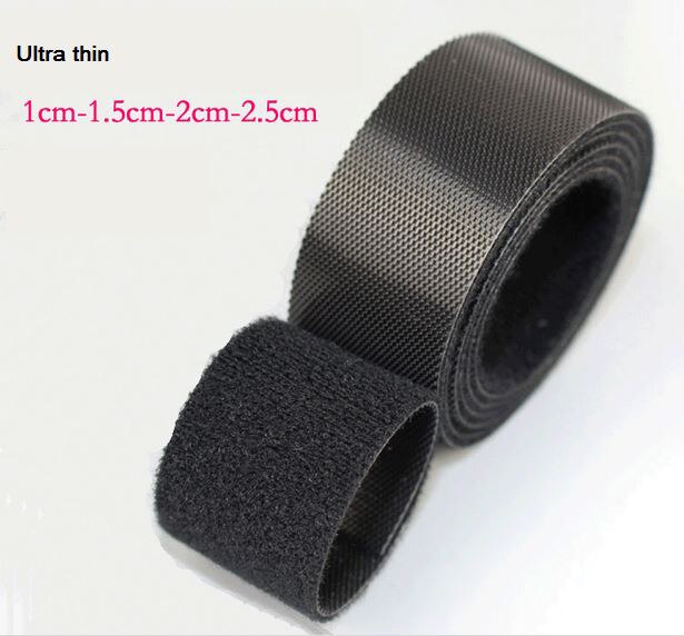 5meters Black thin Hook and Loop fastening tape curtain ties Hook loop straps thin injected hook tape for nylon cable ties
