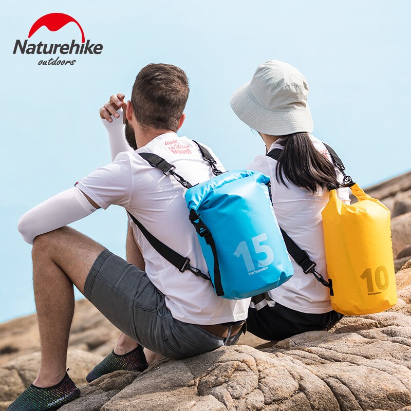Naturehike fabriksbutik udendørs vandtæt taske tør våd adskillelse svømmetaske strand mobiltelefon snorkel rygsæk drivende taske