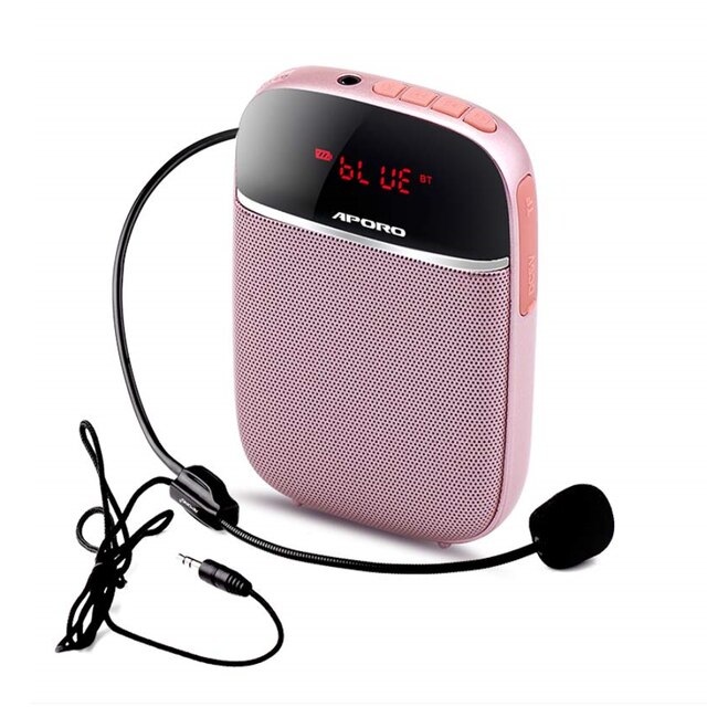 Amplificatore vocale da 10W mini portatile con musica amplificata del suono riproduzione di cuffie con microfono cablato e cintura per aula: rosa oro
