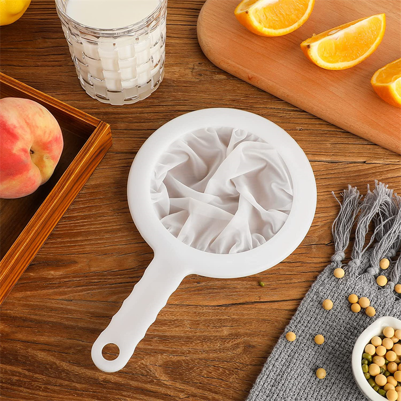 Colador de malla de nailon para cocina, alimentos y yogur, colador de malla de plástico con asa para filtrar jugo, leche, café de soja, miel