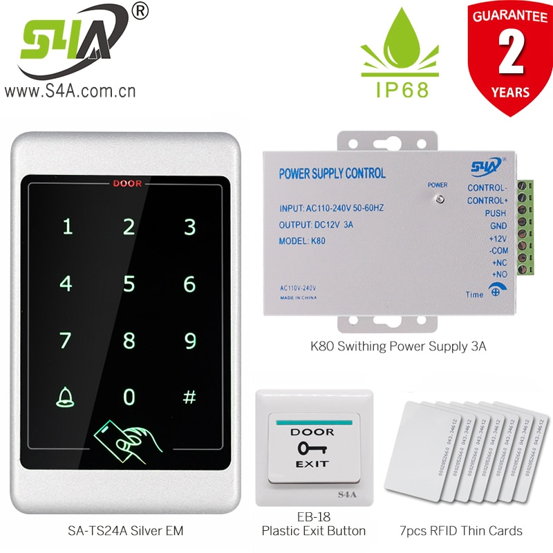 S4A RFID Access Control Standalone Controller Keypad Keyboard System Waterproof Door Lock Opener Card Reader