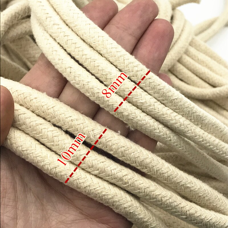 Naturlig farve 8/10mm flettet bomuldsreb med stærkt kernehåndtag remskive bondage string tøjlinje 23m