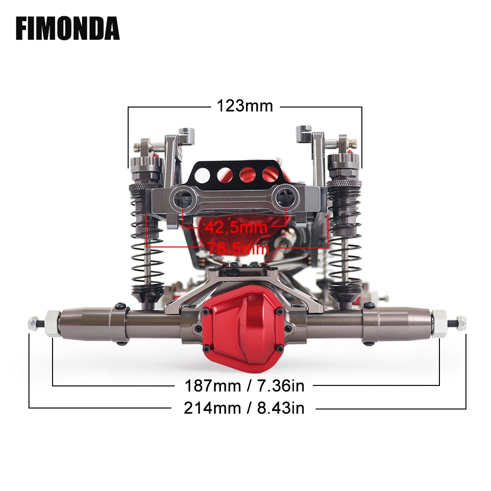 FIMONDA 1/10 RC Crawler Chassis In Metallo Kit di 313 millimetri 12.3 "Passo con di Trasmissione In Metallo di Alluminio Asse Telaio In Fibra di Carbonio ferroviario