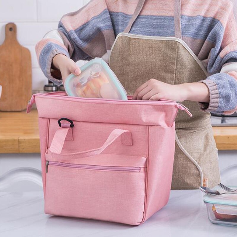 1Stck Frische Kühler Taschen Wasserdichte Nylon Tragbare Reißverschluss Thermische Oxford Mittagessen Taschen Für Frauen Bequem Mittagessen Kasten Tote Lebensmittel taschen