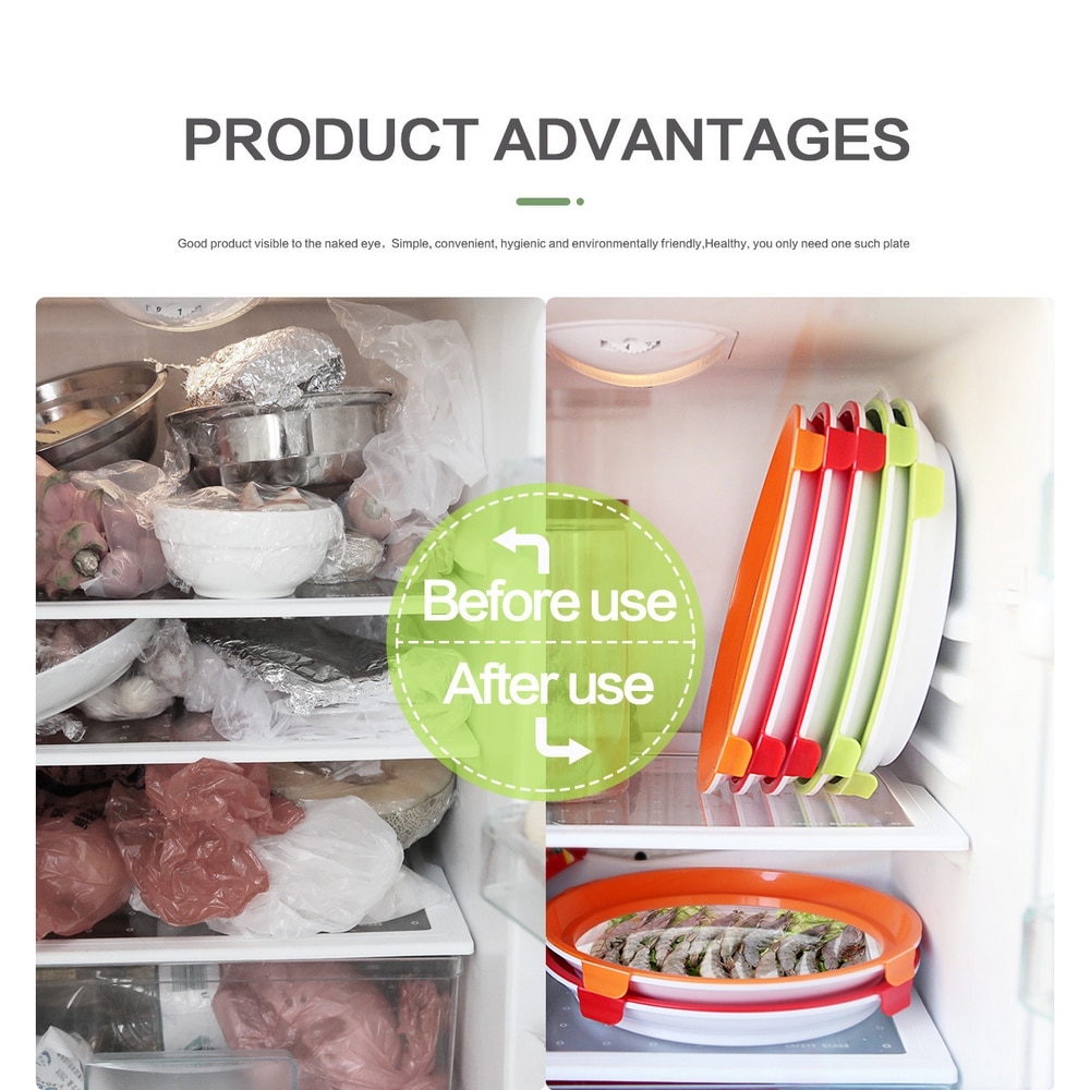 2PCS Food Preservation Tray Vacuum Fresh Food Plate Portable Refrigerator Food Storage Hotel Kitchen Preservation Box Container