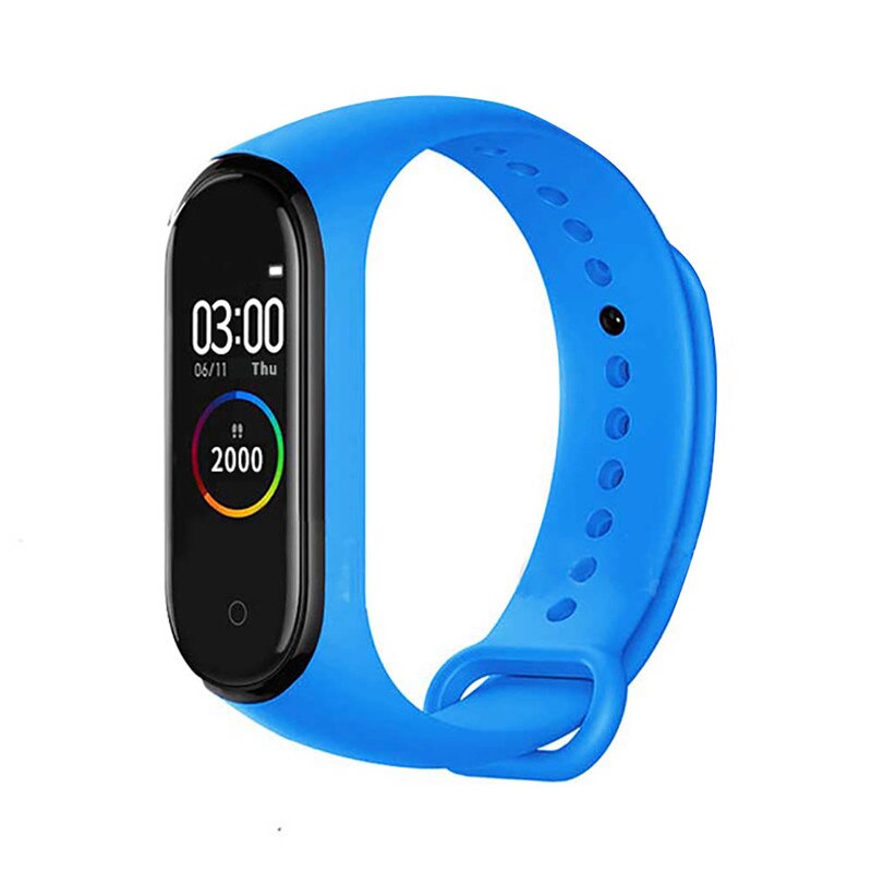 M4 Braccialetto Intelligente Impermeabile Uomini Della Vigilanza di Sport Della Fascia 4 Frequenza Cardiaca Pedometro Monitor Misuratore di Pressione Sanguigna Intelligente Wristband Per XiaoMi IOS: Sky Blue