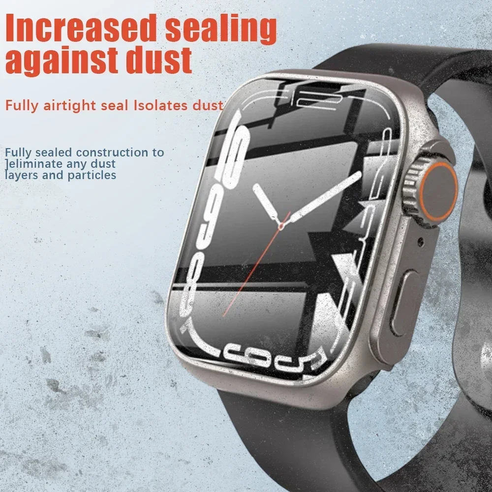 Change To Ultra 360 Full Cover Case for Apple Watch 45mm 44mm Tempered Glass Screen Protector for IWatch Series 9 8 7 6 SE 5