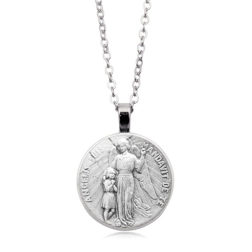 Classic Glass Dome Pendant Necklace Michael the archangel Necklace Women Men 3 Colors Sweater Chain Jewelry Accesories: style 6