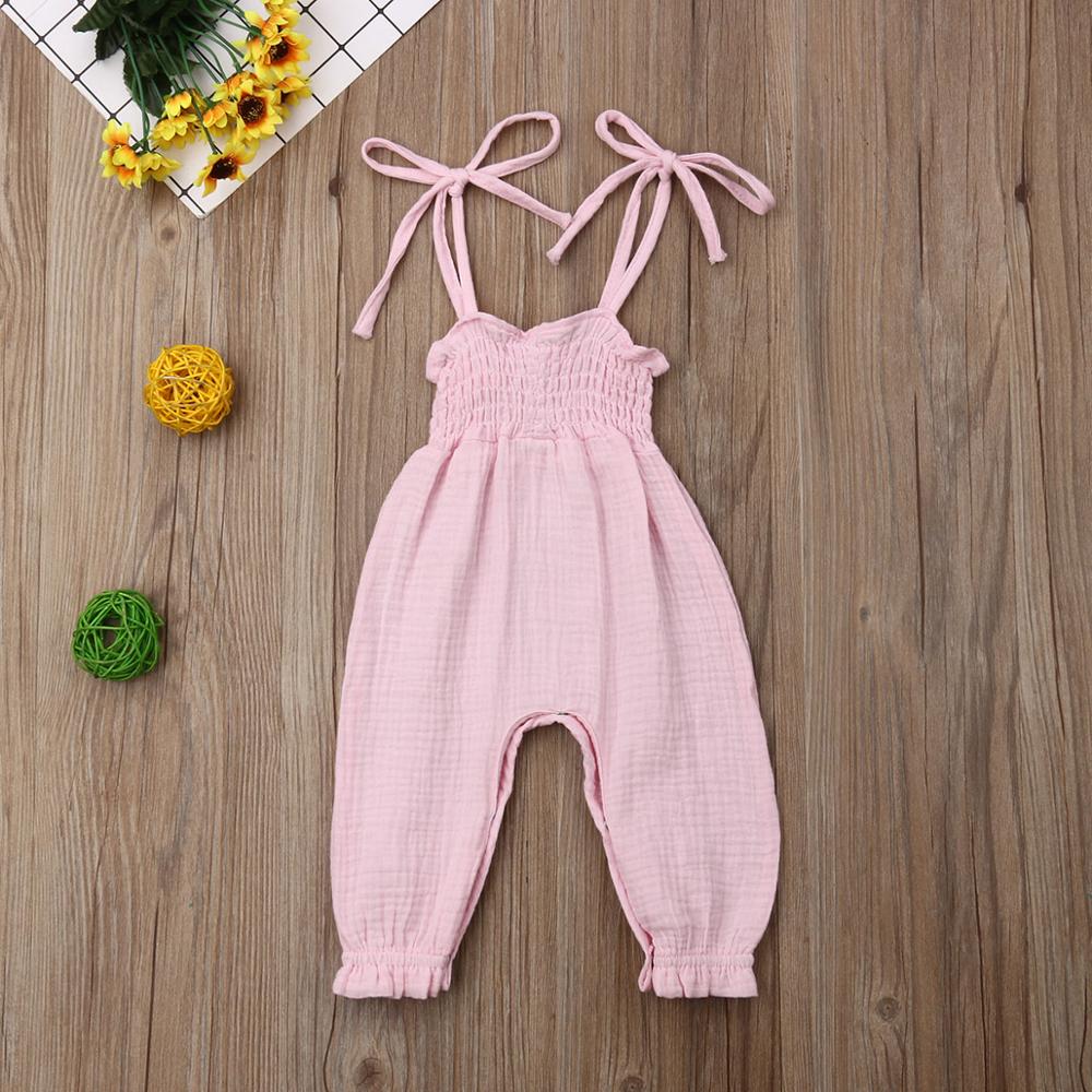Sommar bebis flickor kläder kläder barn småbarn ärmlös bandage rompers jumpsuit overall spädbarn flickor bomull playsuit