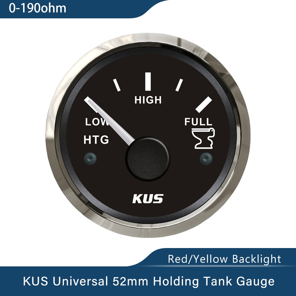 Kus 52mm båd holdingtank måler 190 ohm spildevand niveaumåler med baggrundsbelysning 12v/24v fit marine båd bil lastbil