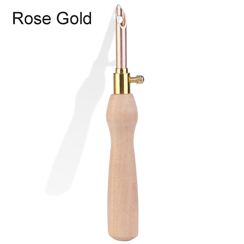 Kit de herramientas de punzón, aguja de punzón y enhebrador de aguja de bordado, herramientas de punto de cruz para tejer, 11 piezas: Woodle Handle-Rose