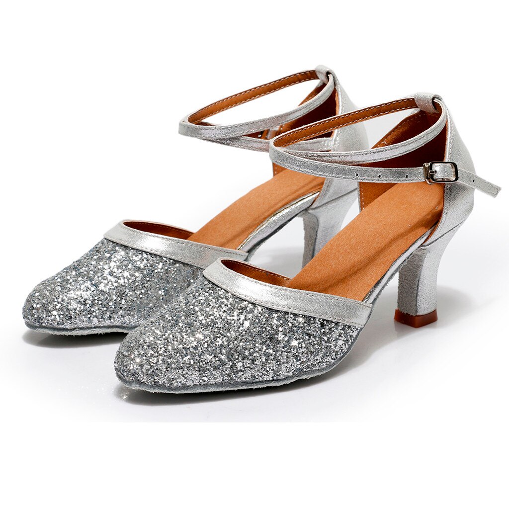 Frauen High Heels Pailletten Ball Party frauen Schuhe Sommer Kugeln Schnalle Glamorous frauen Sandalen # g7: Silver  / 8