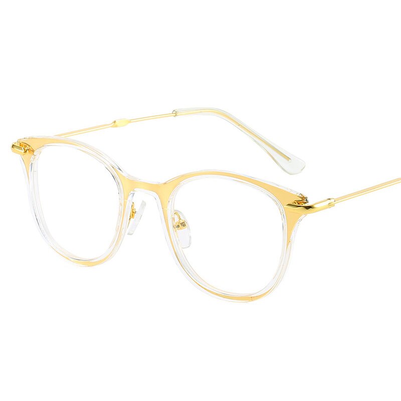 Vintage Eyewear Bril Frame Clear Glazen Half Frame Metalen Brillen Optische Bril Casual Frame Studenten Nep Bril: YELLOW