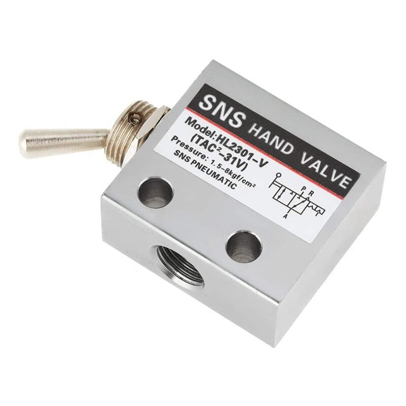 ! SNS Pneumatic 3 Position 2 Port Toggle Switch G1/8 Pneumatic Mechanical Valve HL2301 Pressure 0-8Kgf/Cm²