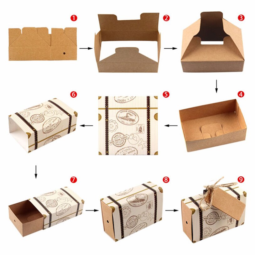 Mini maleta creativa de cartón para , Maleta de cartón Retro para dulces de boda, para invitados, novedad de