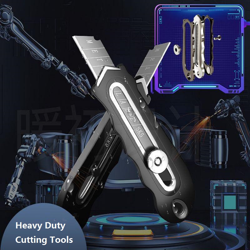 Safety Utility knife , Thickened Rubber Holder Stainless Steel blades, Retractable Industrial-grade Wallpaper Cutter