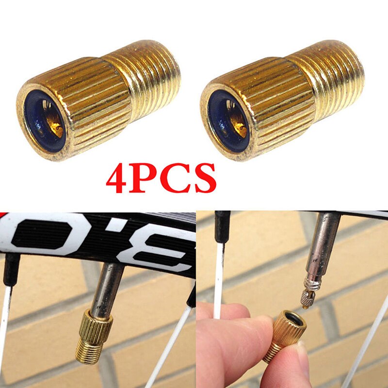 4pcs adattatore per valvola per pneumatici per pompa per bicicletta converti la gomma Presta in Schrader adattatore per valvola pneumatica per bici in rame ruote ugello strumento per ciclismo