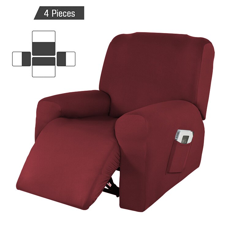 4 stk 1 sete tøye ut hvilestoltrekk spandex lenestoltrekk stue hvilestol sofatrekk sofa slipcover elastisk: Burgunder