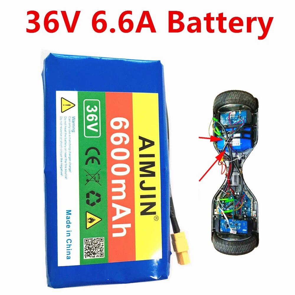 Original 36V 10s2p 6600mAH Li Ionen Akku 6,6 ah Doppel Rad Balance Fahrzeug Batterie