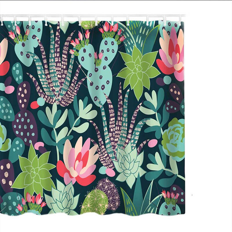 1pc 180 x 180cm gröna blad utskrift duschdraperi bearroom moderna naturliga växtmönster polyester badrumsgardiner: W