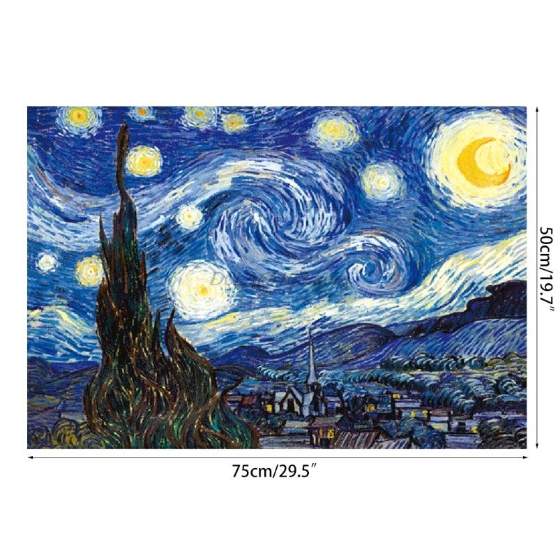 Starry Night Paper Puzzle 1000 Pieces Puzzles for Adults & Kid's Challenge Jigsaw Landscape Educational Landscape Game Play Toys