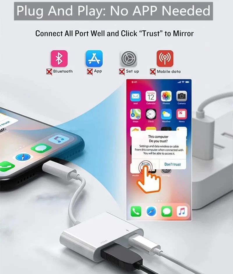 Adapter portu 8Pin na HDMI Konwerter ekranu 1080P Kompatybilny rozdzielacz oświetlenia na HDMI Dla iPhone iPod iPad Monitory TV Projektor