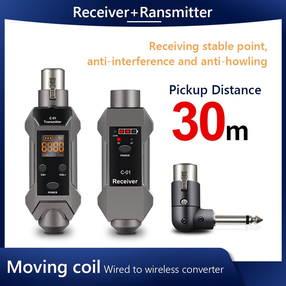 Wired to Wireless Converter Microphone Wireless Receiver Transmitter System 30m Pickup Distance With Conversion Head