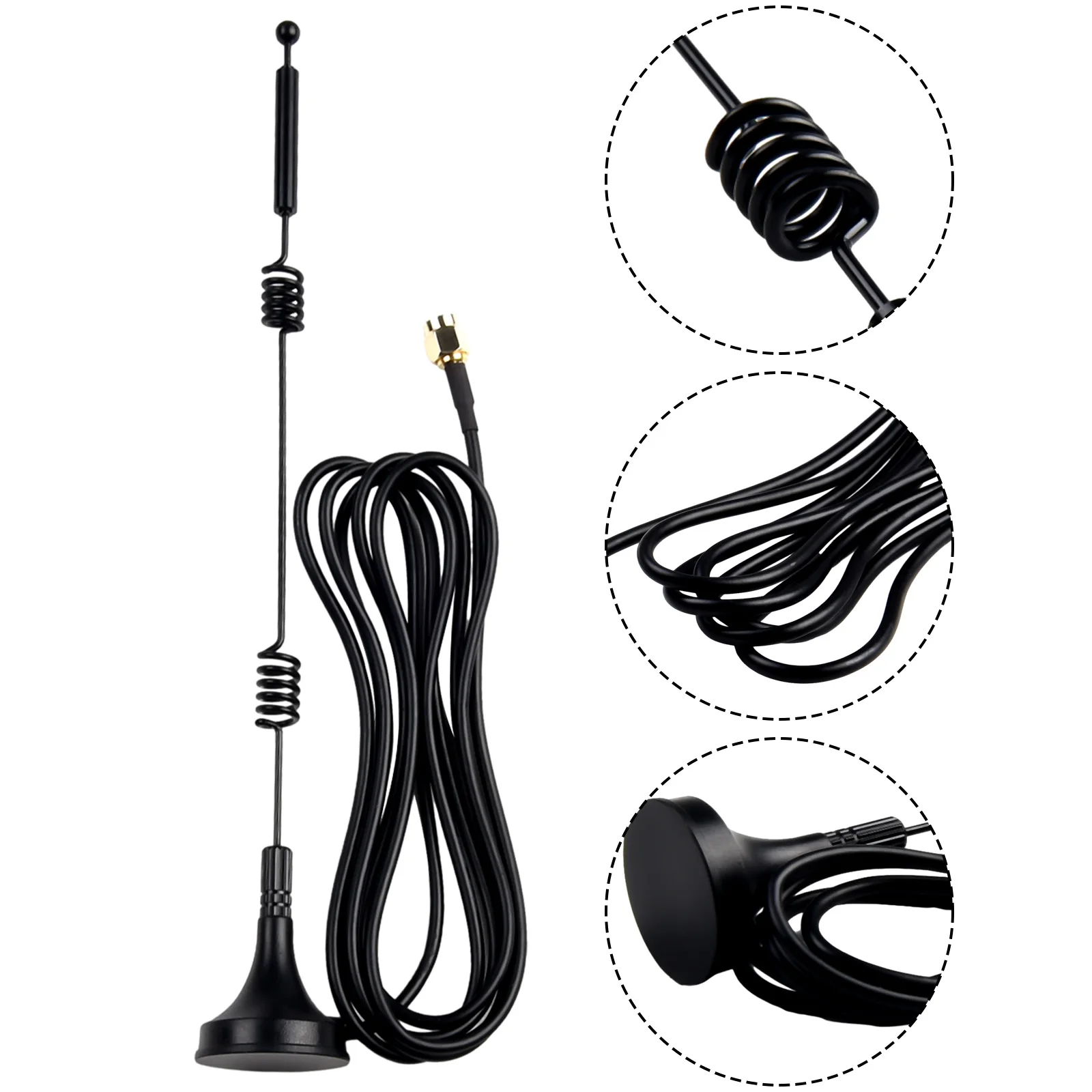1 unidad de antena externa 12dBi de doble banda 2,4G/5,8 GHz antena inalámbrica con ventosa WiFi SMA macho base magnética antena de señal de doble hélice: Default Title