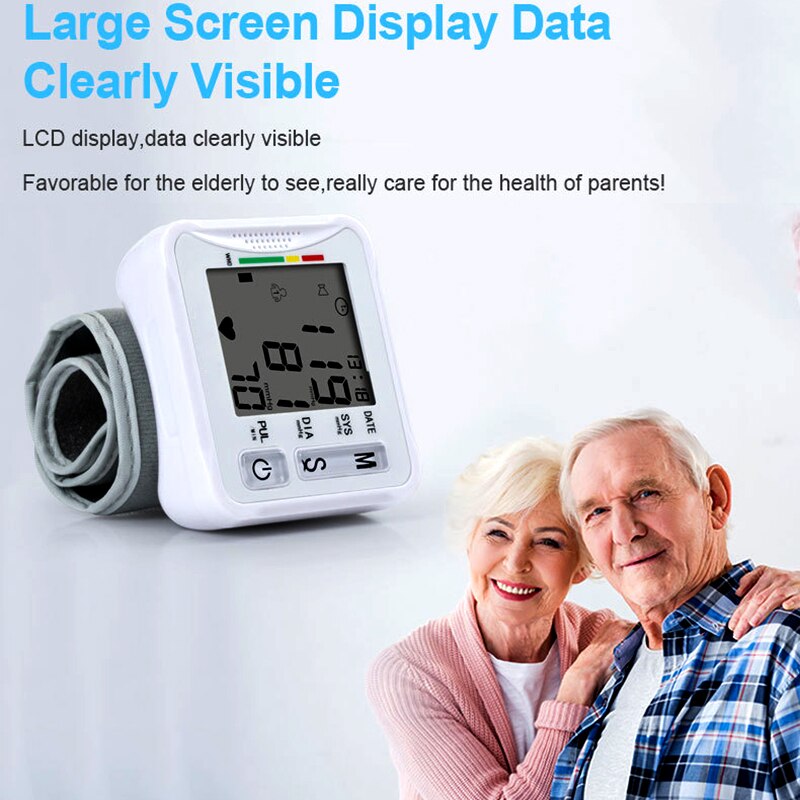 Draagbare Automatische Bloeddrukmeter Digitale Lcd Display Pols Bloeddrukmeter Medische Pulse Hartslagmeter Tonometer