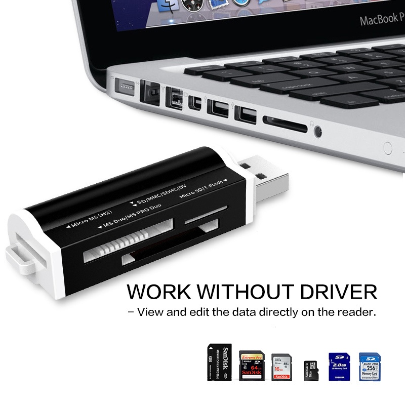 Hoge Snelheid Multi USB 2.0 Alles In Een Geheugenkaartlezer voor Micro SD T-Flash MMC SDHC MS PRO DUO TF M2 Memory Stick
