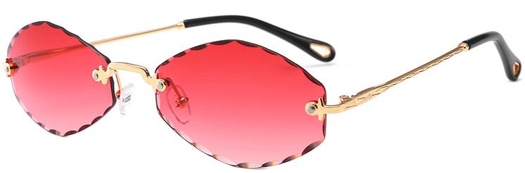 Populaire Kleine Randloze Zonnebril Dames Luxe 90 S Vintage Paars Ovale Zonnebril Man Oculos De Sol: C6 gradient red