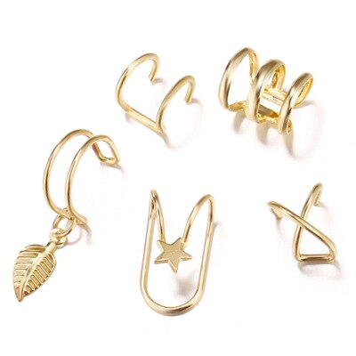 5579 Han Zhishang Europe and America U-shaped pierced ear 9 piece set retro simple alloy golden ear: Silver Plated