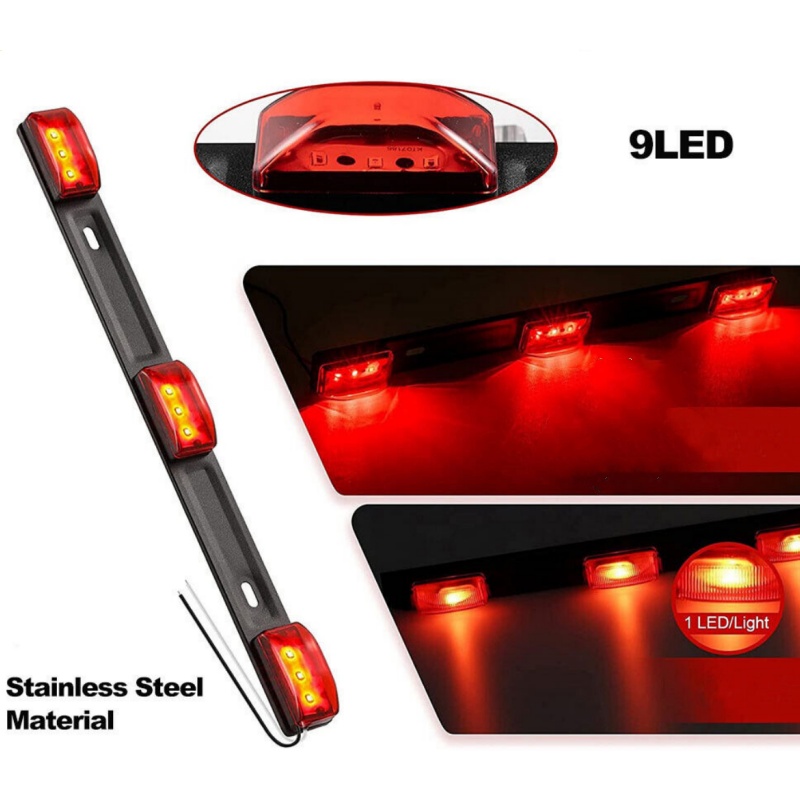 15-calowa czerwona listwa świetlna robić przyczepy 3 światła 9doprowadziło Listwa obrysowa ID Światło tylne robić ciężarówki Przyczepa Światło identyfikacyjne łodzi