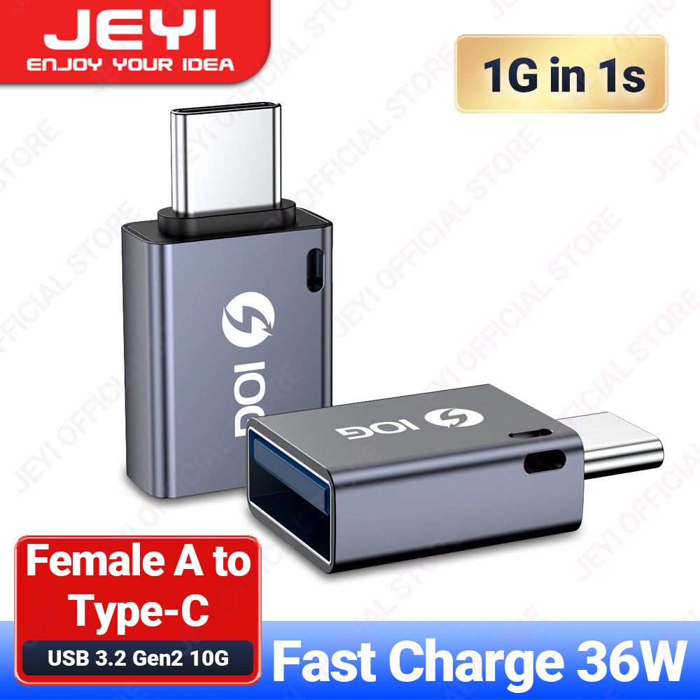 JEYI USB 3.2 to Type C OTG 10G Adapter, 36W Fast Charge Type C to USB 3.2 Converter, Male C to C 40Gbps Support Thunderbolt 3