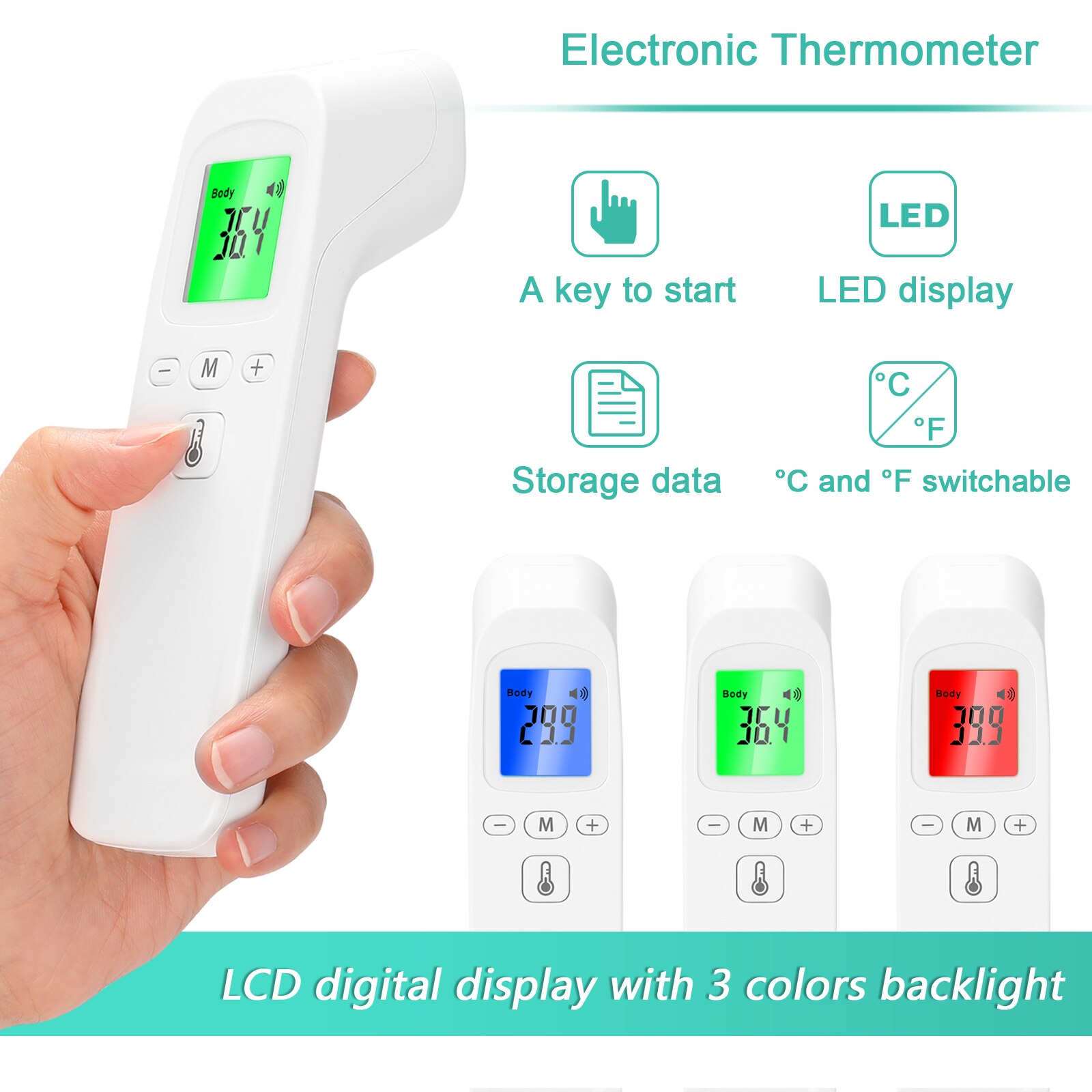 Digital Forehead Thermometer Non-contact Infrared Instrument Electronic Clinical Thermometer Body Temperature Measuring Product