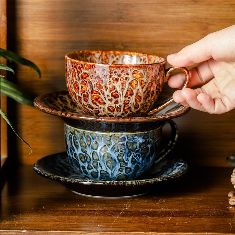 250ML fine bone china Coffee Cup and Saucer funny Japanese-style Coffee Mug Cafe Espresso Cup Ceramic Tea Cup