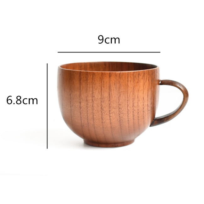 Retro handtag kopp enstaka trämuggar hela kroppen träölmugg mjölkkopp kaffekopp i trä