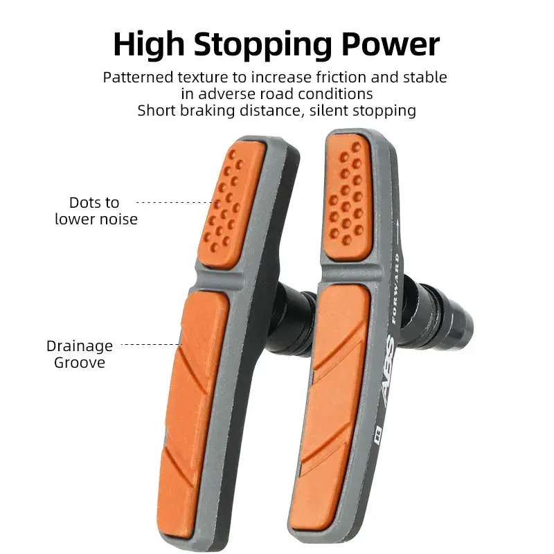 Deemount MTB V-Brake Pads Mechanical Linear Pull Brakes Dual Compound Composition All-Weather Bicycle Brake Blocks