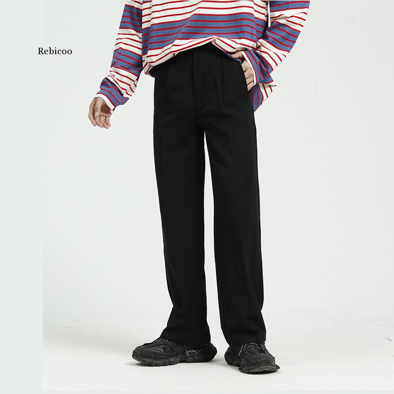 Men Casual Straight Suit Pant Male Japan Korea Style Loose Vintage Streetwear Trousers Wide Leg Pant
