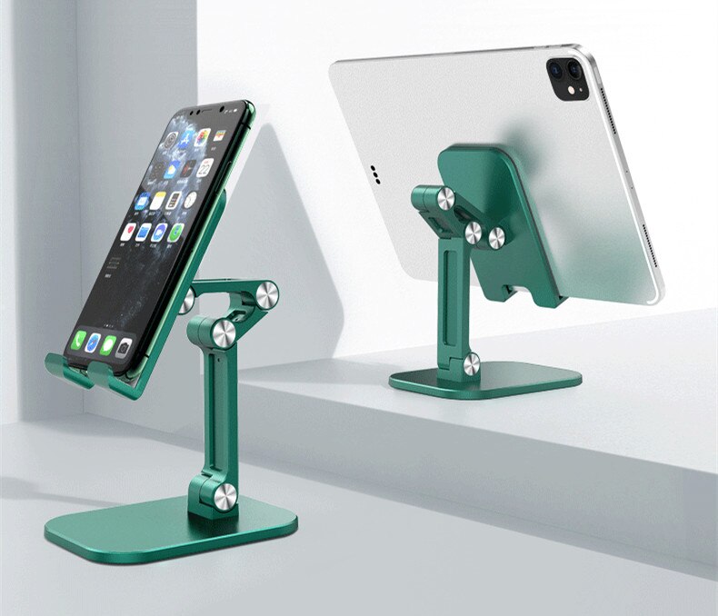 Tablet Stand Holder Adjustable, Folding 360° Swivel Desk Mount Cell Phone Bracket Support 4.7"-12.9" Display Tablets/Phones: Phone Holder -Green