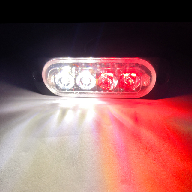 4 led-blitzvarsellys for bil, grill, blinkende, nødlampe for havari, bil, lastebil, tilhenger, varsellampe for led-sidelys, 12v , 24v hvite: Svart / Rød