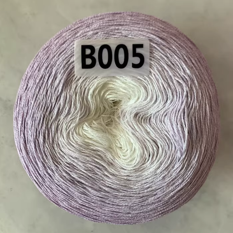 Ovillo de algodón y lino para Tartas, hilo degradado 8 # de encaje Macaron, línea de gelatina de 4 hebras, sección larga teñida, chal de ganchillo, TJ20263, 300G por bola