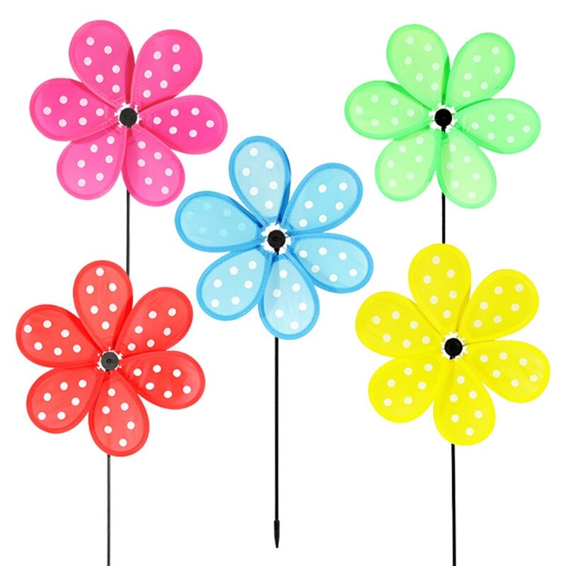 Colorful Dot Wind Spinners Lawn Pinwheels Windmill Party Pinwheel Wind Spinner f 1XCC