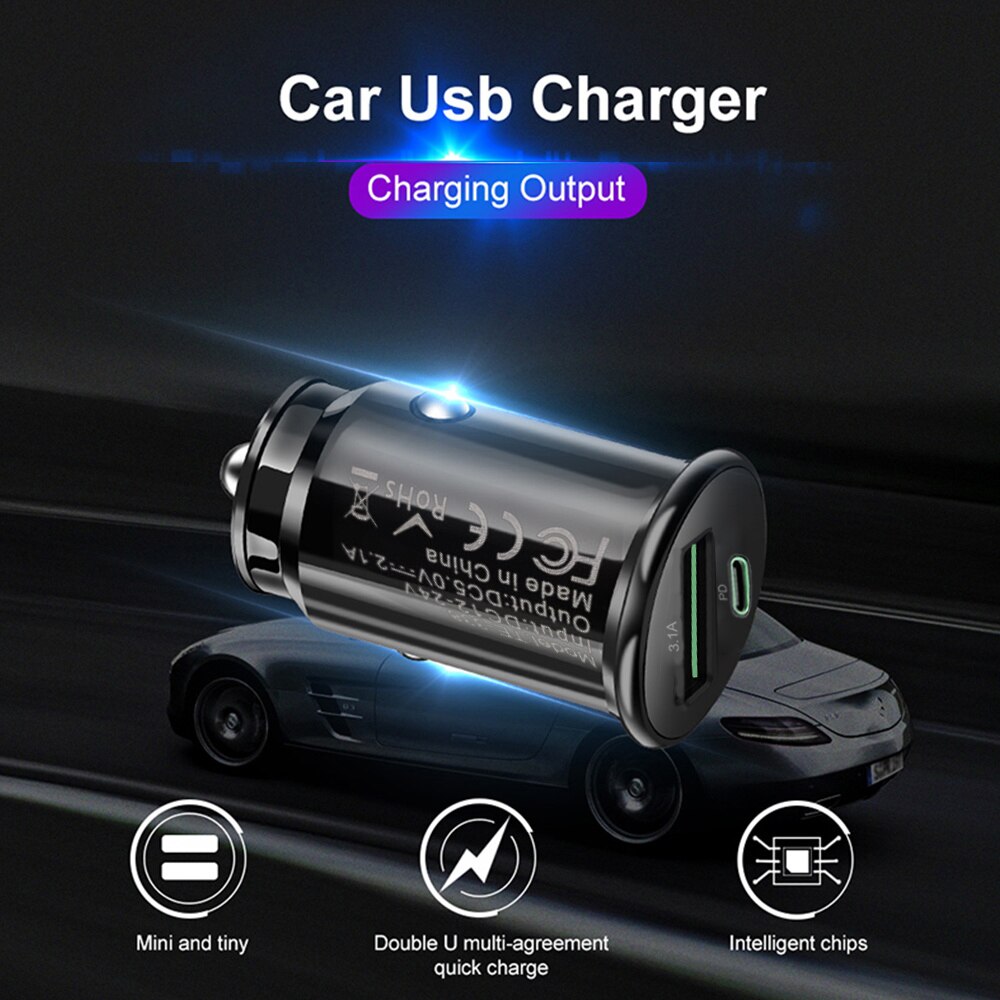 Ładowarka samochodowa USB do iphone 12 11 30W szybka ładowarka 3.0 szybka ładowarka do Xiaomi Auto typ C QC PD 3.0 ładowanie telefonu komórkowego