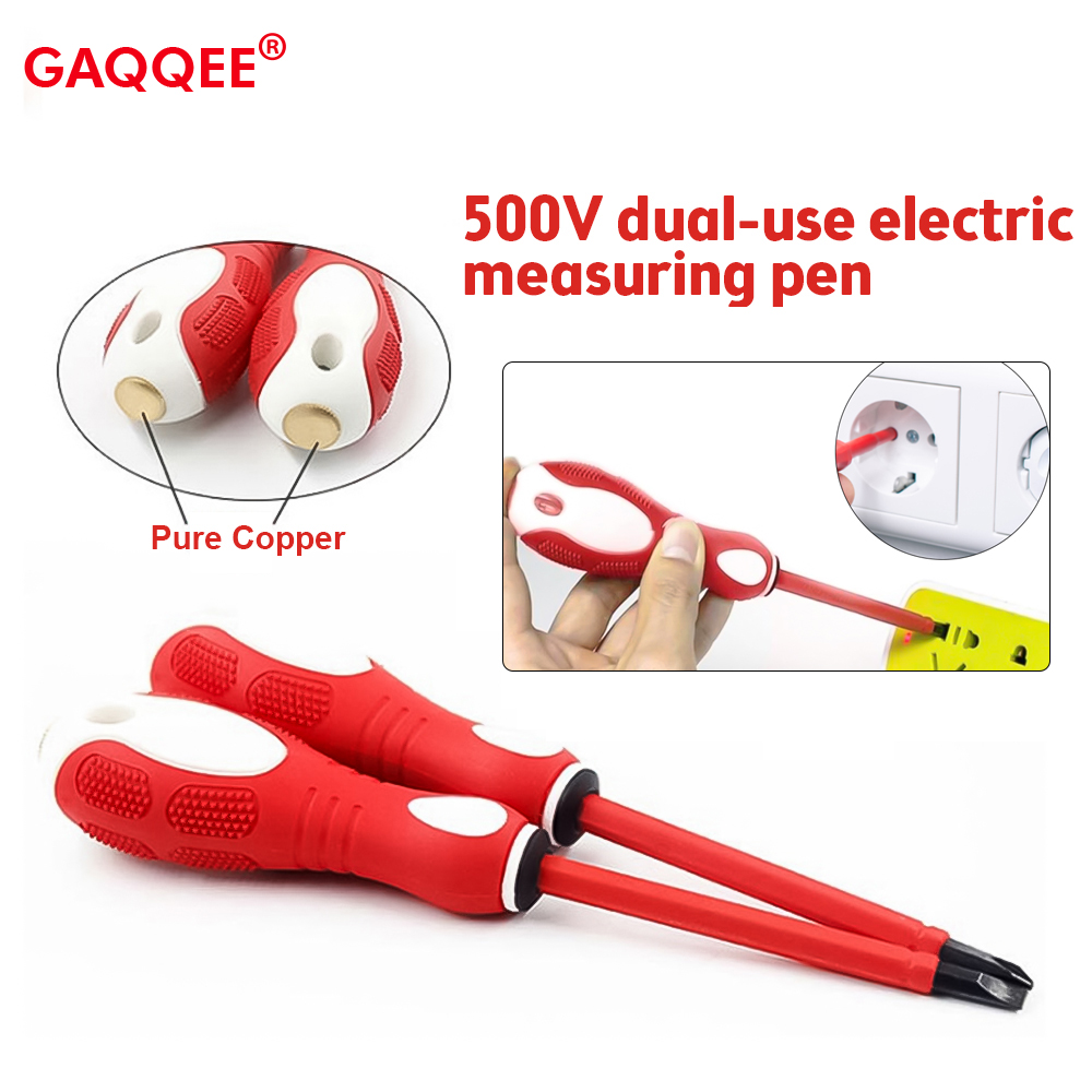 50V-500V Dual Head Screwdriver Electrical Tester Pen 2 in 1 Voltage Detector Tool ABS Screwdriver Test Pencil Tools