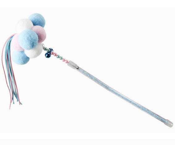 Jouet de chat amusant et pompon en plumes fait à la main, bâton de chat amusant, Douyou ou adulte, bâton de chat: Bleu